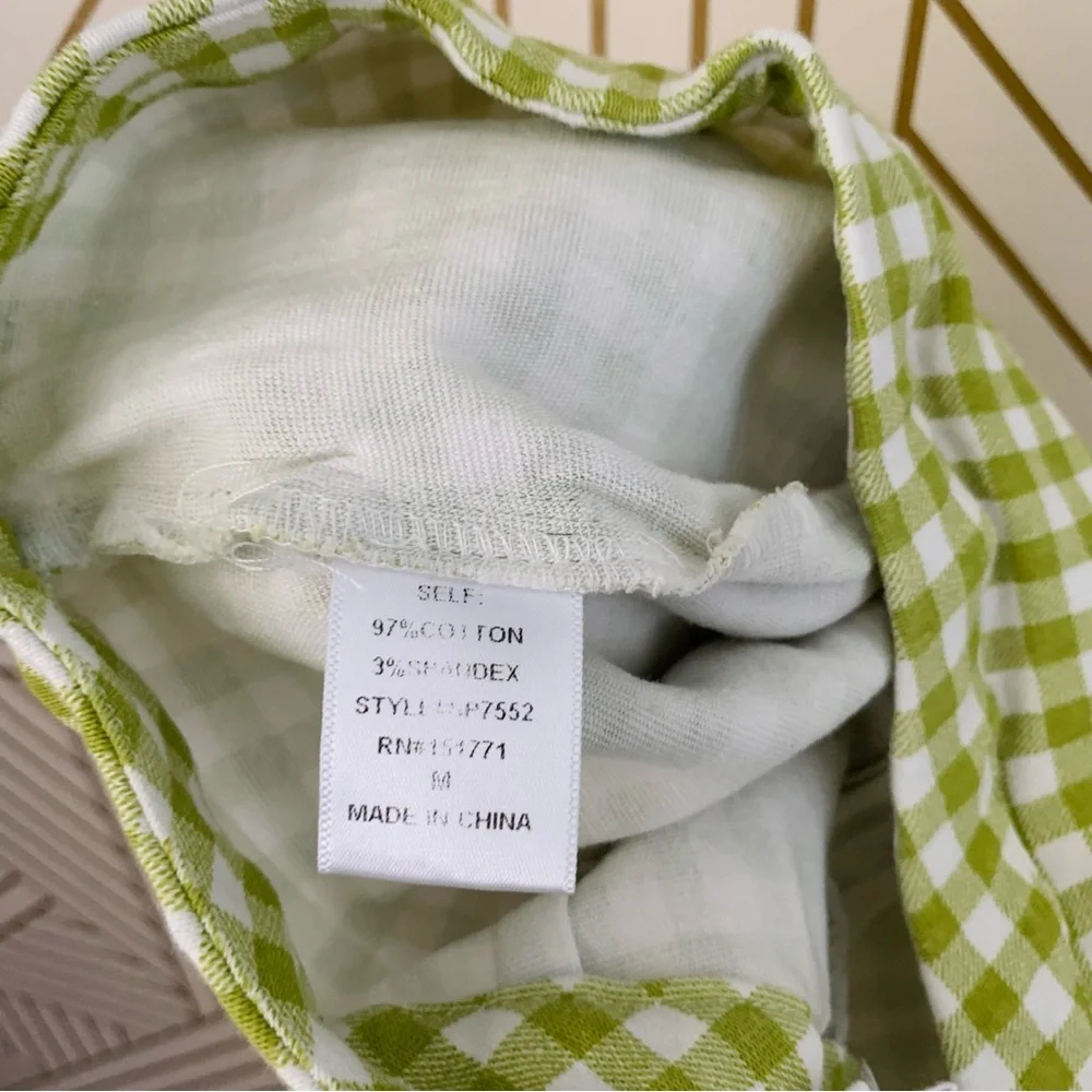 Lane 201 Cotton Lime Green & White Gingham Checkered Vintage Inspired Pants M
